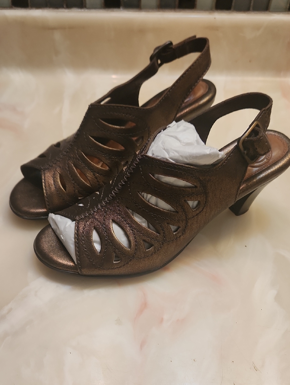 Nautica Bronze Cutout Slingback Heels